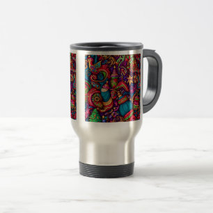 Caneca Térmica Viagem/Viagem ao trabalho de padrão decorativo de