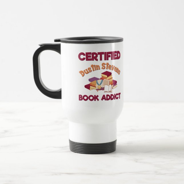 Caneca Térmica Viciado em Livro de Dustin Stevens Certificado (Esquerda)