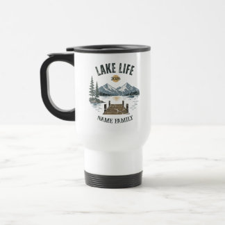 Caneca Térmica Vida no Lago Retro Grunge Floresta Montanhosa Lago