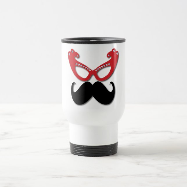 Caneca Térmica vidros bling vermelhos com bigode (Centro)