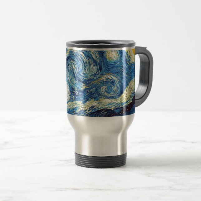 Caneca Térmica Vincent van Gogh - Noite Estrelada, (Frente Esquerda)