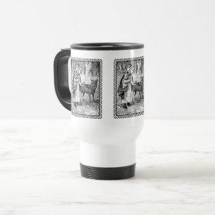 Caneca Térmica Vintage Black White Fairy Tale Desenho Penteado