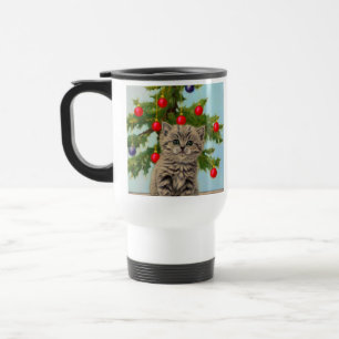 Caneca Térmica Vintage Cat e Árvore de Natal