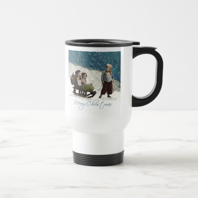 Caneca Térmica Vintage Crianças Dormem Natal (Direita)
