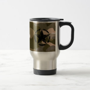 Caneca Térmica Vintage do estêncil da estrela na camuflagem
