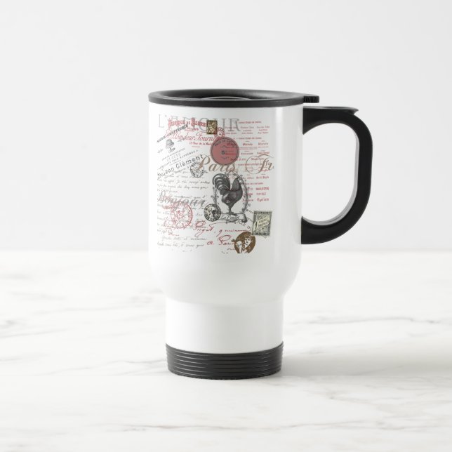 Caneca Térmica Vintage French Escrevendo Tipografia Paris Rooster (Direita)
