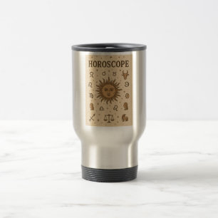 Caneca Térmica Vintage Horoscope Zodiac Sun Astrology Ilustração