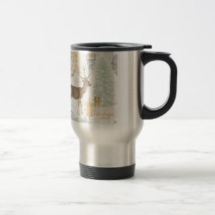 Caneca Térmica Vintage moderna, veado de inverno elegante