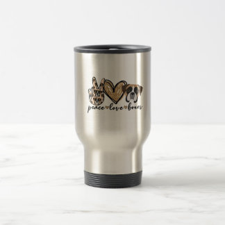 Caneca Térmica Vintage Peace Love Boxer Dog Pet Lovers Gift Ideas