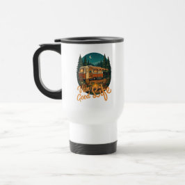 Caneca Térmica Vintage Van Life Good Life Adventure Camping Badge