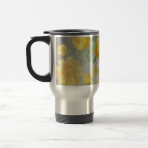 Caneca Térmica Vintage Yellow e Cinza Watercolor Floral