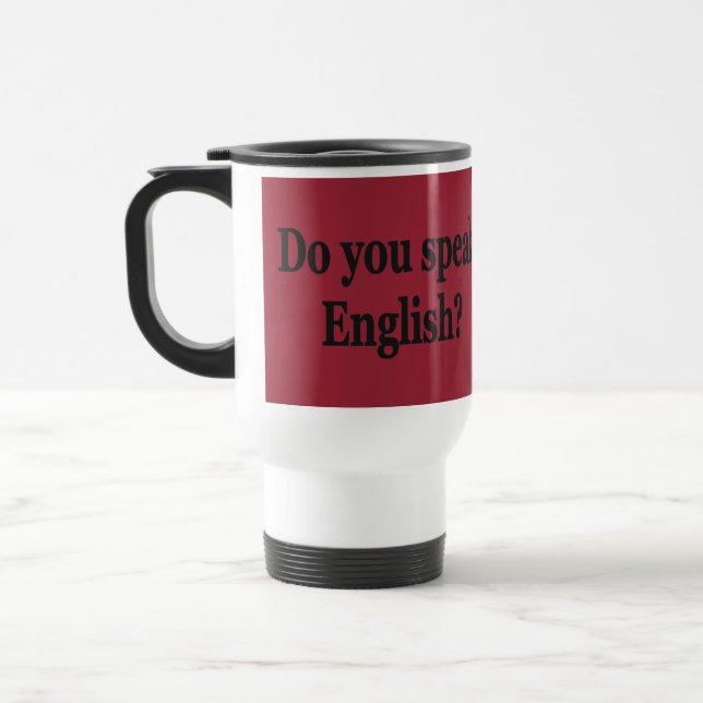 Caneca Térmica Você fala inglês? em inglês. Sinalizador bf (Esquerda)