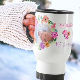 Caneca Térmica Vovó Querida Nós Amamos Você 2 Fotos Florais