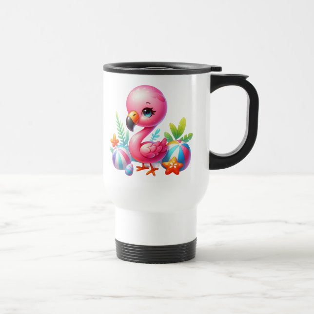 Caneca Térmica Watercolor Flamingo Clipart-95059 (Direita)