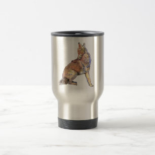Caneca Térmica Watercolor Howling Coyote, Animal, Nature Willife