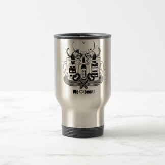 Caneca Térmica 「We love beer!」モノクロ（"We love beer!" monochrome）