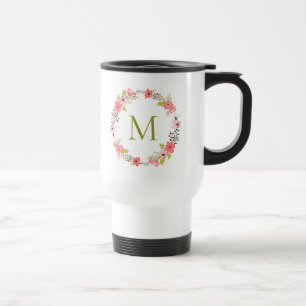 Caneca Térmica Whimsical Floral Wreath Monograma