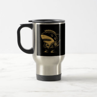 Caneca Térmica Whimsigoth Cyborg Shark Vintage Art Design