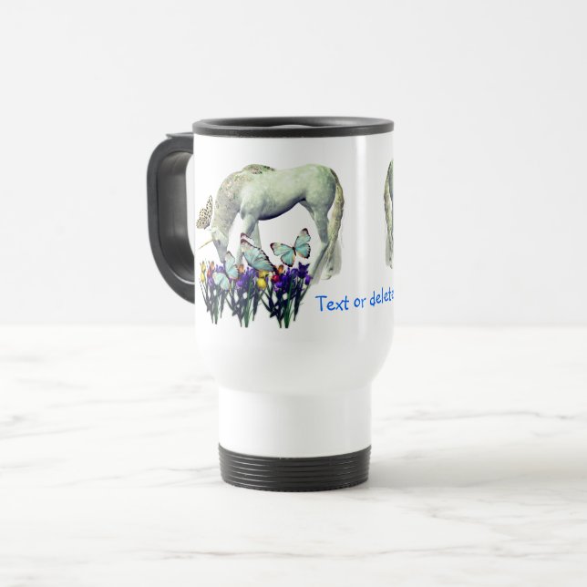 Caneca Térmica White Unicorn Butterflies Fantasy Personalizado (Frente Esquerda)