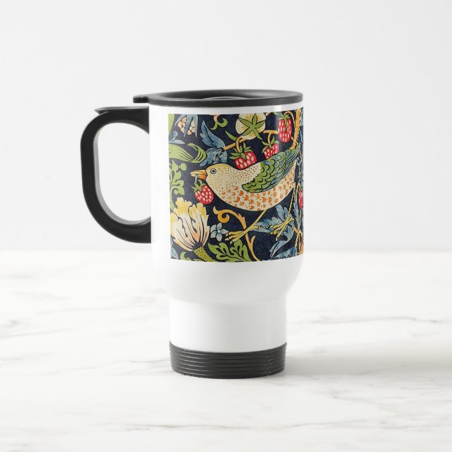 Caneca Térmica William Morris Strawberry Thief Padrão Floral (Esquerda)