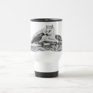 Caneca Térmica Wolf e Raven - Design preto e branco