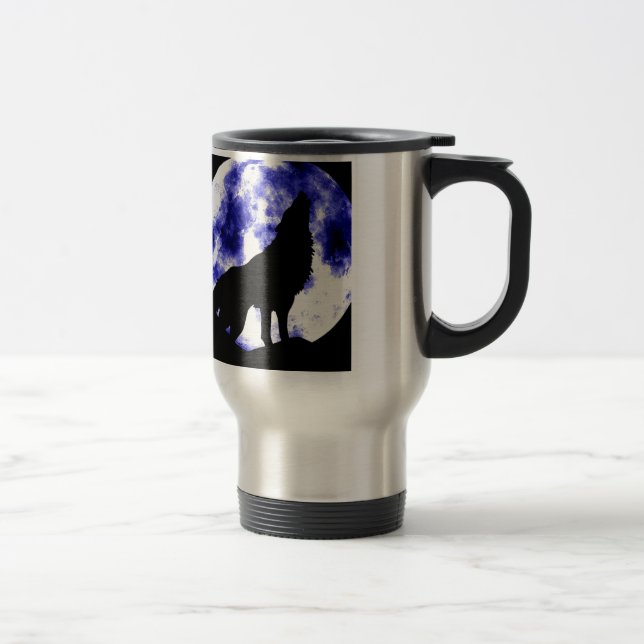 Caneca Térmica Wolf Howling na Lua (Direita)