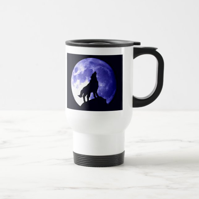 Caneca Térmica Wolf Howling na Lua (Direita)