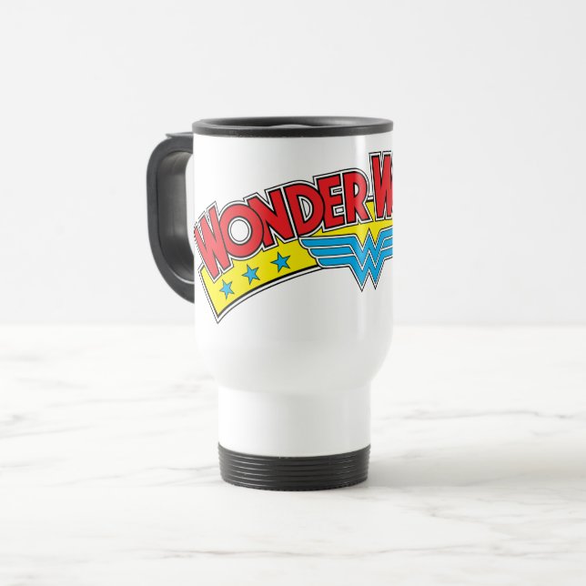 Caneca Térmica Wonder Woman 1987 Comic Book Logo (Frente Esquerda)