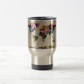 Caneca Térmica World Map Urban Watercolor