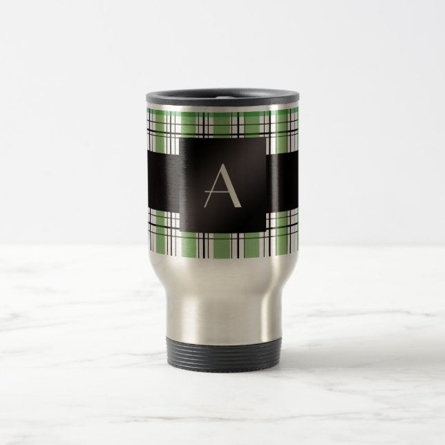 Caneca Térmica Xadrez verde do monograma (Centro)
