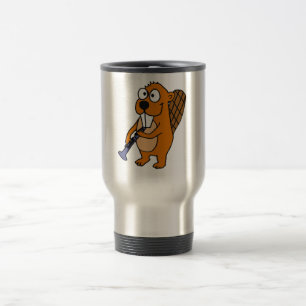 Caneca Térmica XX- castor engraçado que joga desenhos animados do