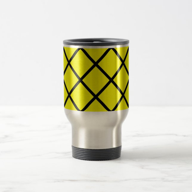 Caneca Térmica Yellow Black Criss Cross Lines Mug (Centro)