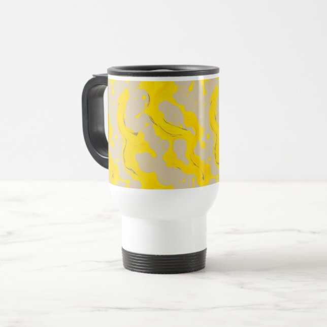 Caneca Térmica Yellow Organic Abstract (Frente Esquerda)