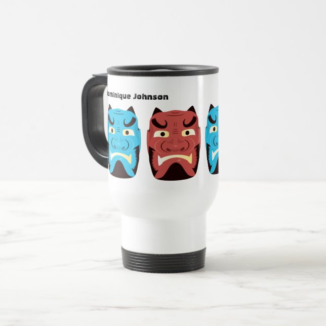 Caneca Térmica Yokai Oni Personalizado (Demônio Japonês) (Frente Esquerda)