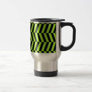 Caneca Térmica Ziguezagues verdes e pretos de néon Funky Chevron