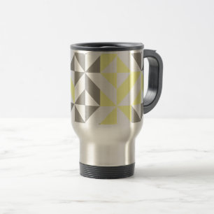 Caneca Térmica ZigZag Geométrico Amarelo e Silver