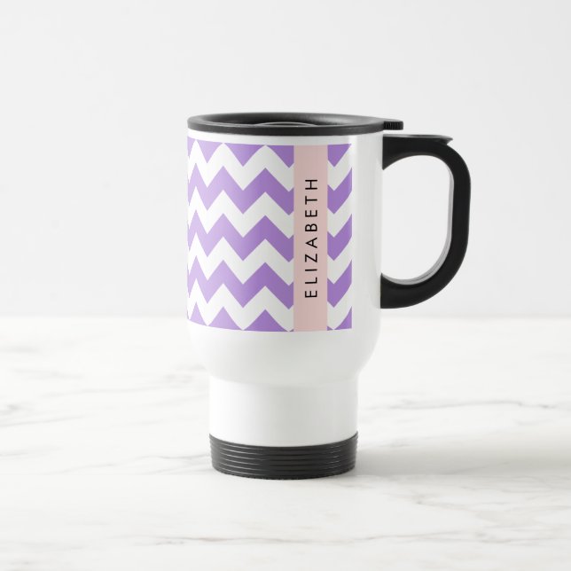 Caneca Térmica Zigzag Roxo, Chevron Roxo, Seu Nome (Direita)