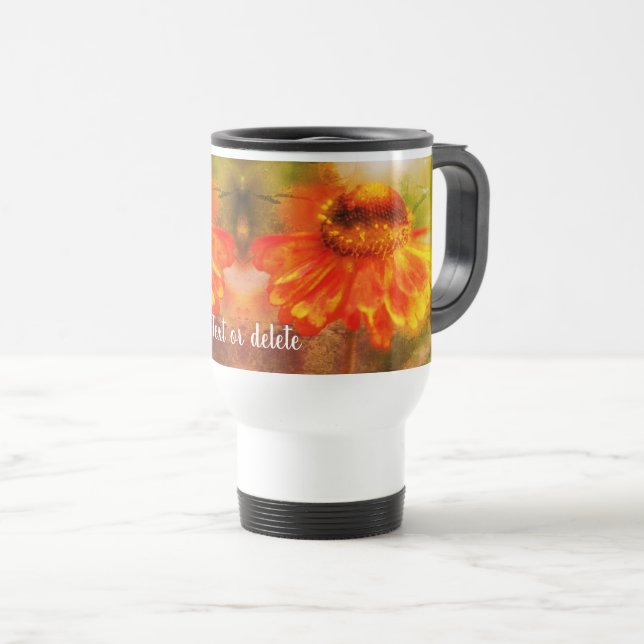 Caneca Térmica Zinnia Abstrato Flower Art Personalizada (Frente Esquerda)
