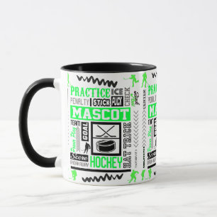 Caneca Terminologia de Hóquei no Gelo Masculino Verde Neo