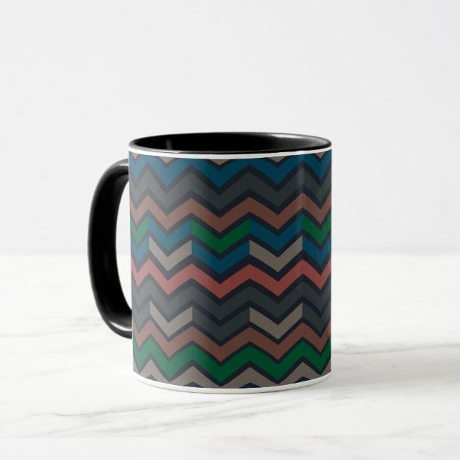 Caneca Terra Escura Florestas Zigzag Chevron  (Frente Esquerda)