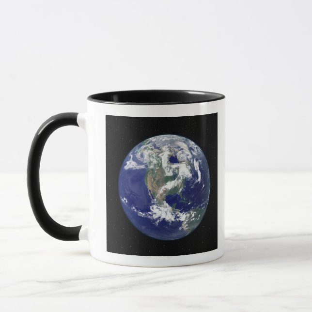 Caneca Terra totalmente iluminada centrada na América do  (Esquerda)
