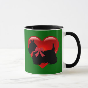 Caneca Térrier Escocês coração vermelho/amor Ilha verde