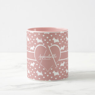 Caneca Terriers Escocesos Brancos (Scottie Dogs) - Rosa