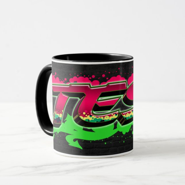 Caneca Tess Vorname Name Graffiti red green Tasse (Frente Esquerda)