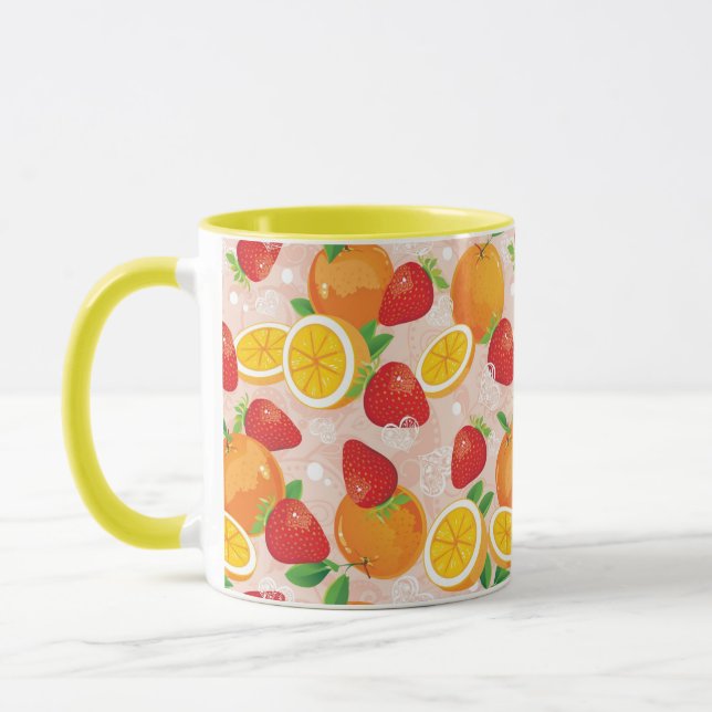 Caneca Teste padrão abstrato com morango (Esquerda)