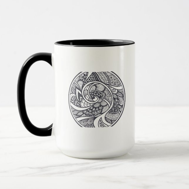 Caneca Teste padrão abstrato no estilo do Zen-Doodle (Esquerda)