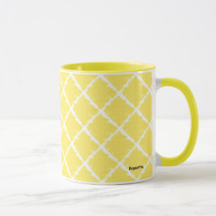 Caneca Teste padrão amarelo da tintura do laço