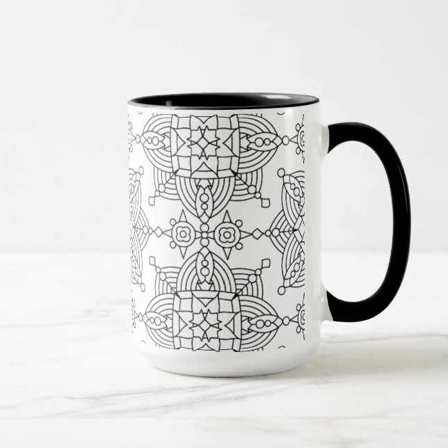 Caneca Teste padrão artística tribal inspirado (Direita)