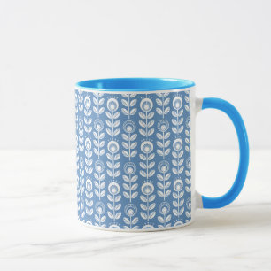 Caneca Teste padrão azul escandinavo retro