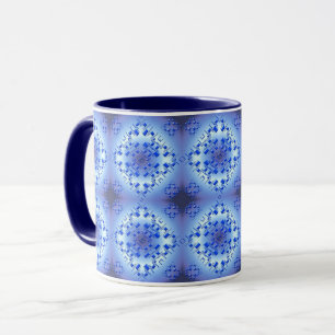 Caneca Teste padrão azul geométrico étnico abstrato